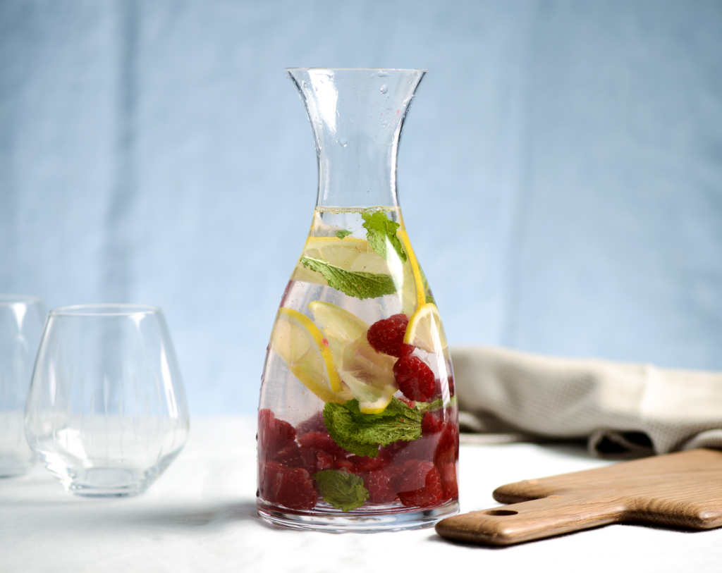 ProCook infusions: raspberry, lemon and mint served in a ProCook Carafe