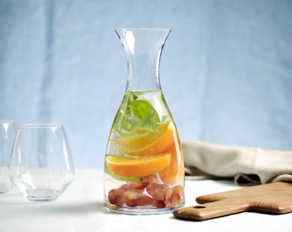 ProCook infusions: orange, grape and basil served in a ProCook Carafe