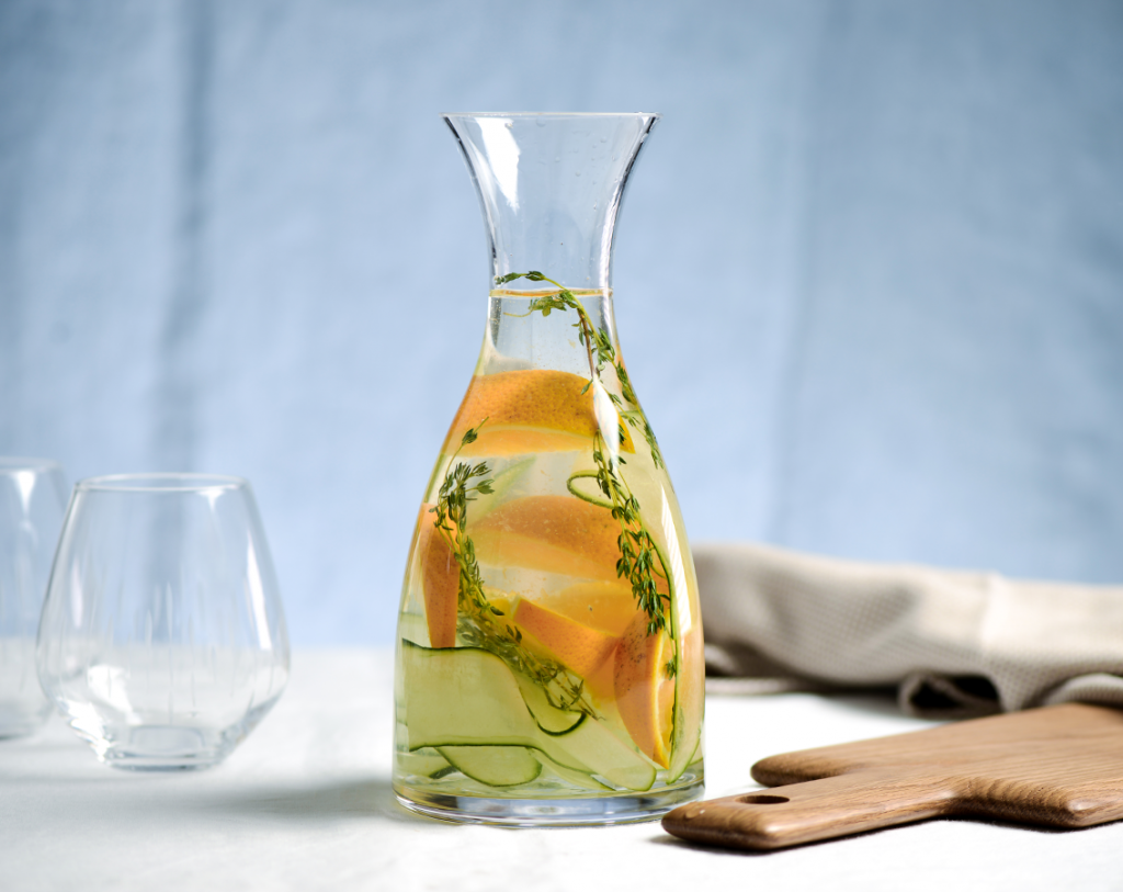 ProCook infusions: cucumber, orange and thyme served in a ProCook Carafe.