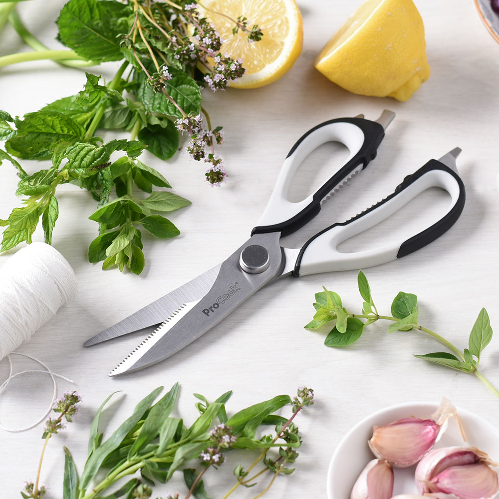 ProCook Soft-Grip Scissors in white that are perfect for university kitchens
