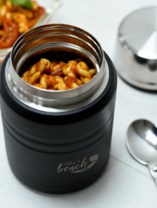 Tomato pasta served in a ProCook Life's a Beach Food Flask