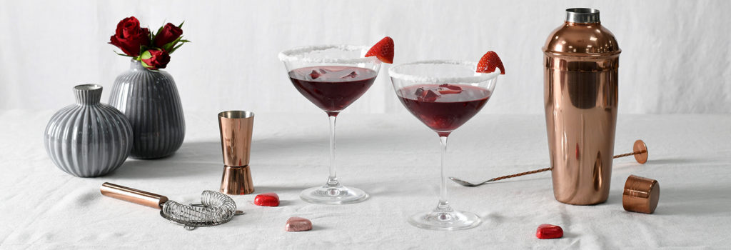 Valentine's Love Potion cocktail served in ProCook Champagne Coupes