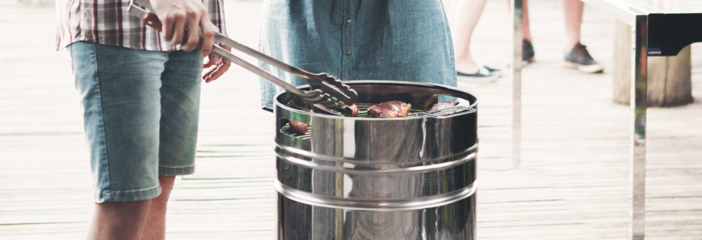 Food being grilled on a ProCook Tramontina Barrel BBQ 