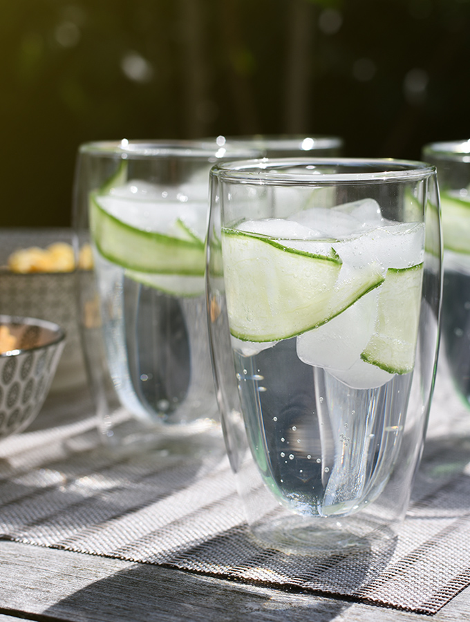 Gin and tonic cocktail served in ProCook double walled glasses