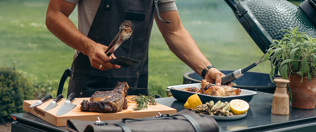 Charlie Irons cooking on a BBQ with ProCook BBQ accessories