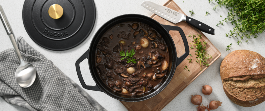 Boeuf Bourguignon made in a ProCook Cast Iron Casserole Dish